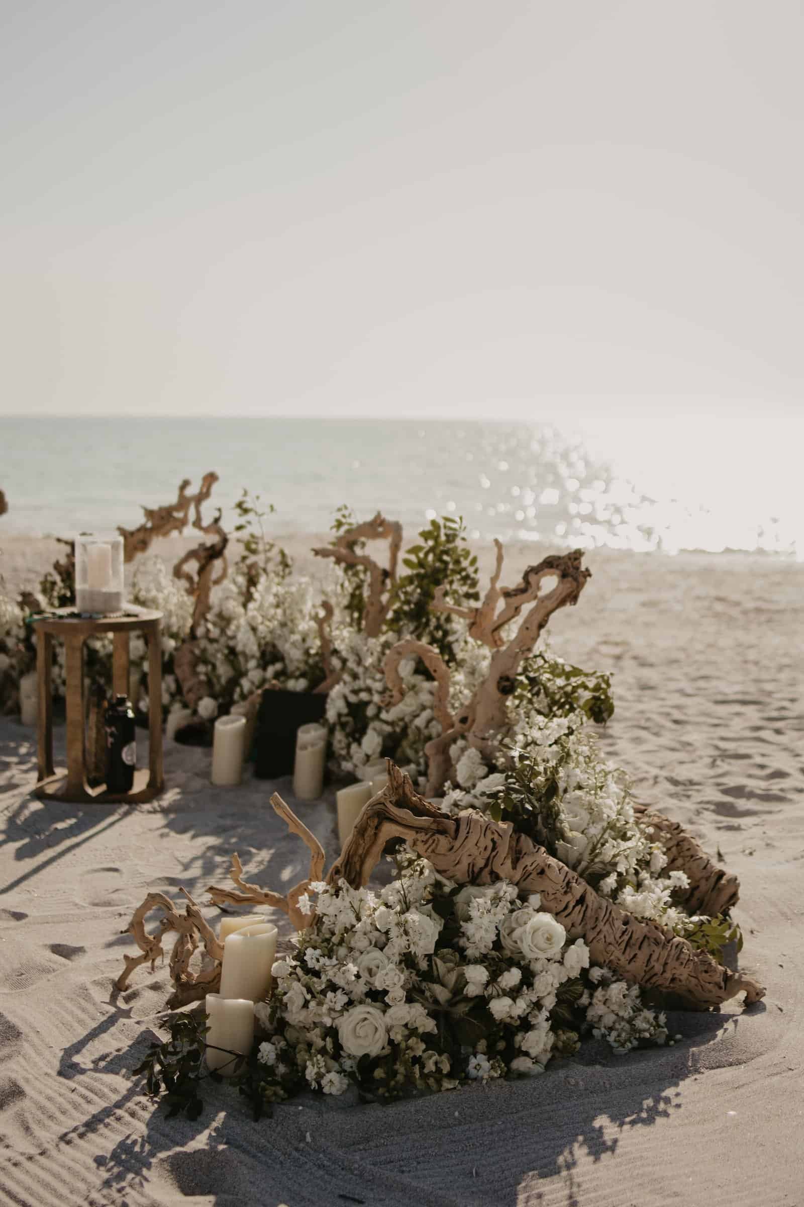 Sunset wedding details at a Longboat Key beach resort