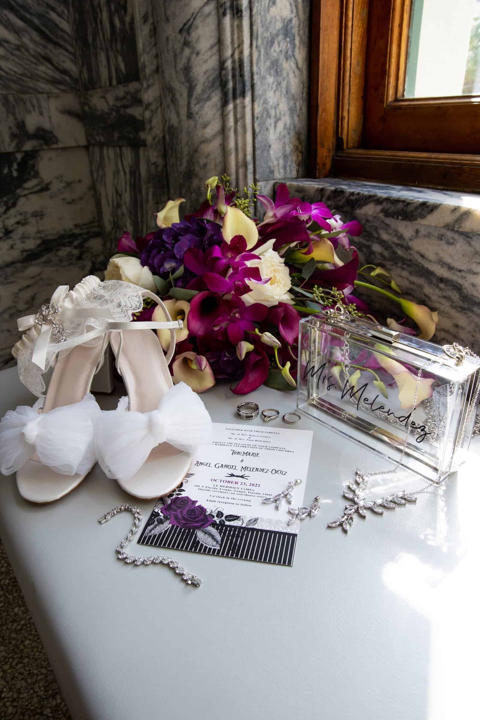Black and purple downtown Tampa fall wedding at Le Meridien Tampa