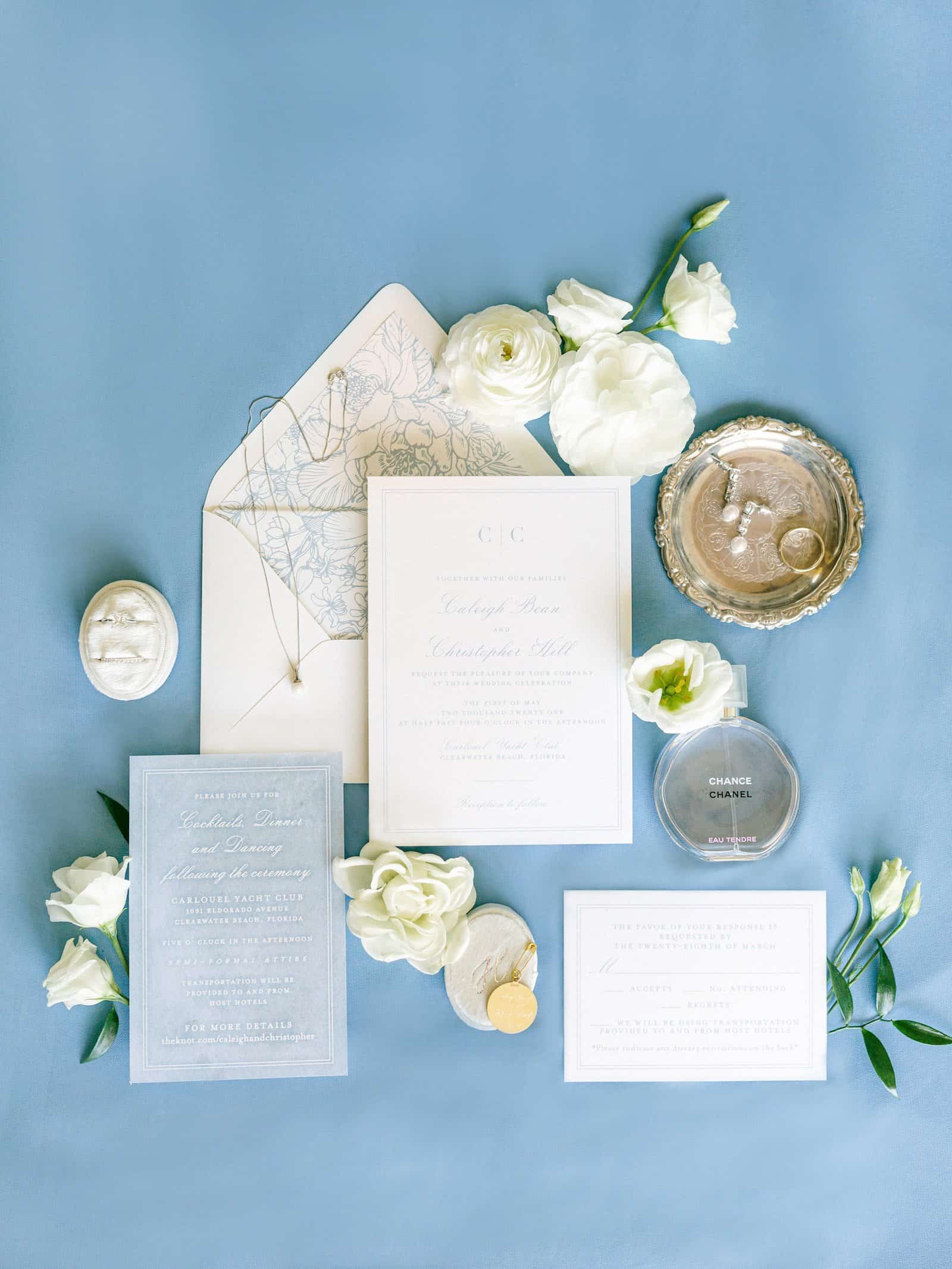 Classic Slate Blue and Silver Clearwater Wedding | Carlouel Yacht Club