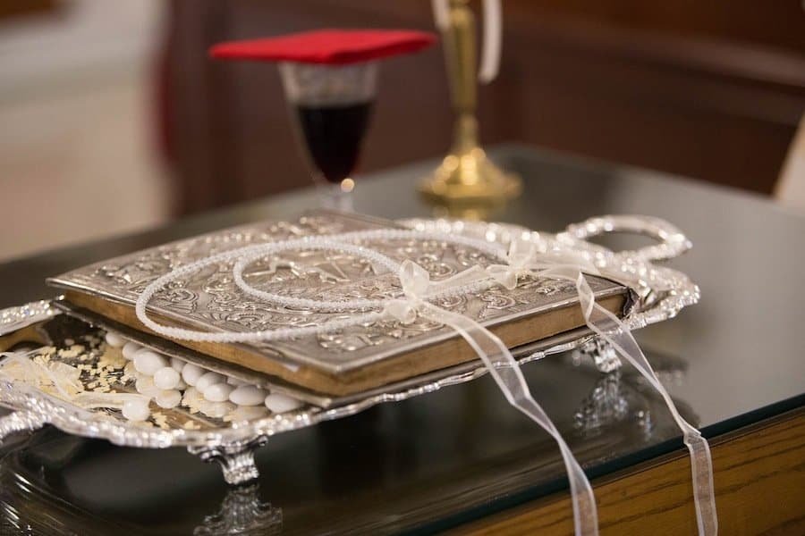 Ornate traditional Greek Stefana wedding crowns and crystal details