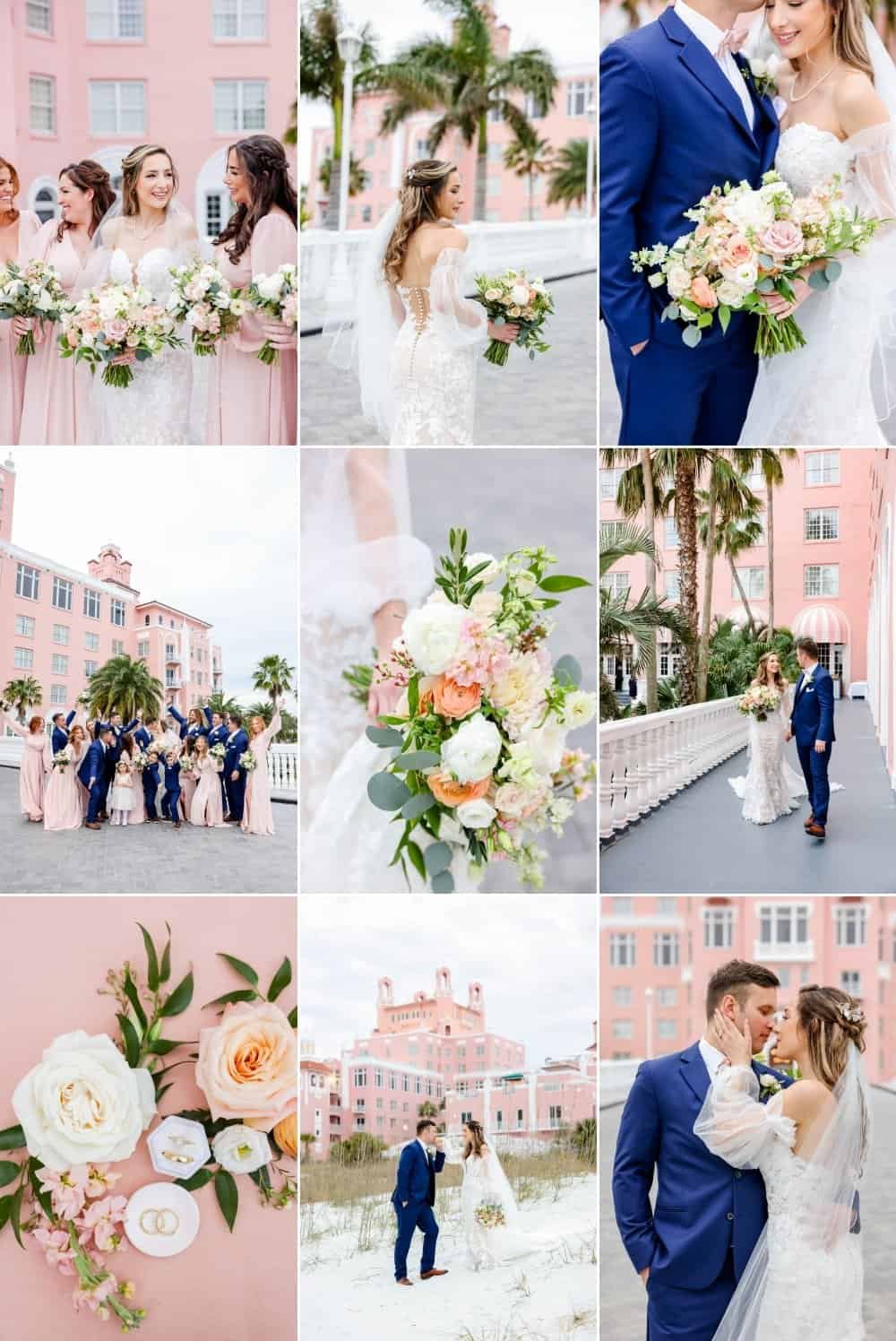 The Don CeSar historic pink palace architectural facade and bridal details