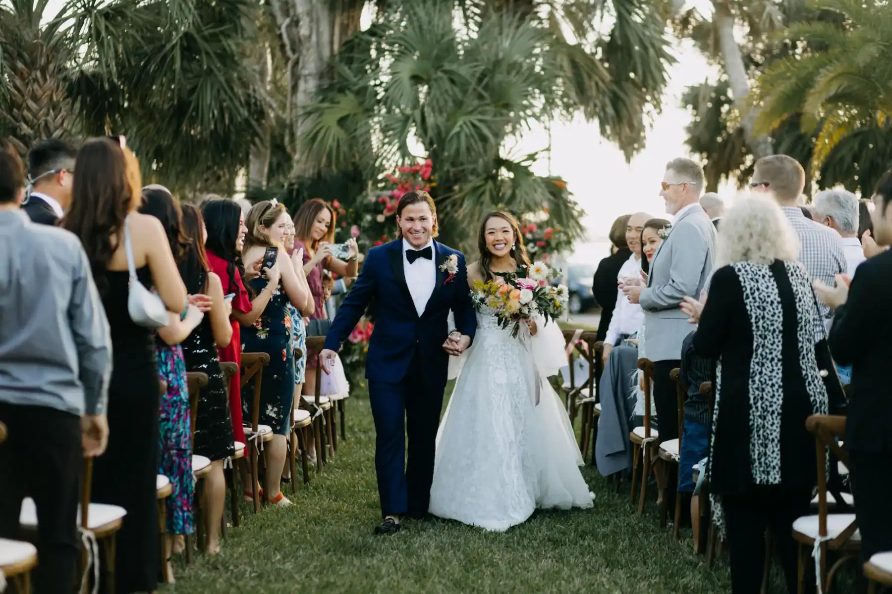 Newlywed Couple Just Married Outdoor Portrait at The Fenway Hotel in Dunedin Florida