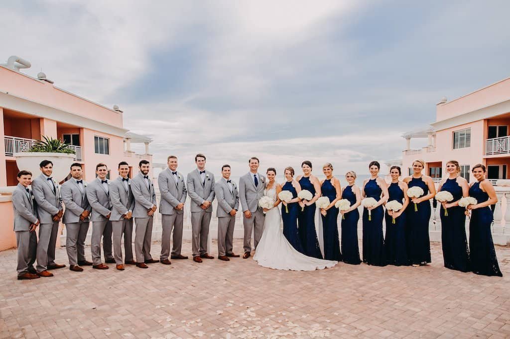 Couple exchanging wedding vows on the elevated outdoor sky terrace at Hyatt Regency Clearwater Beach with ocean views