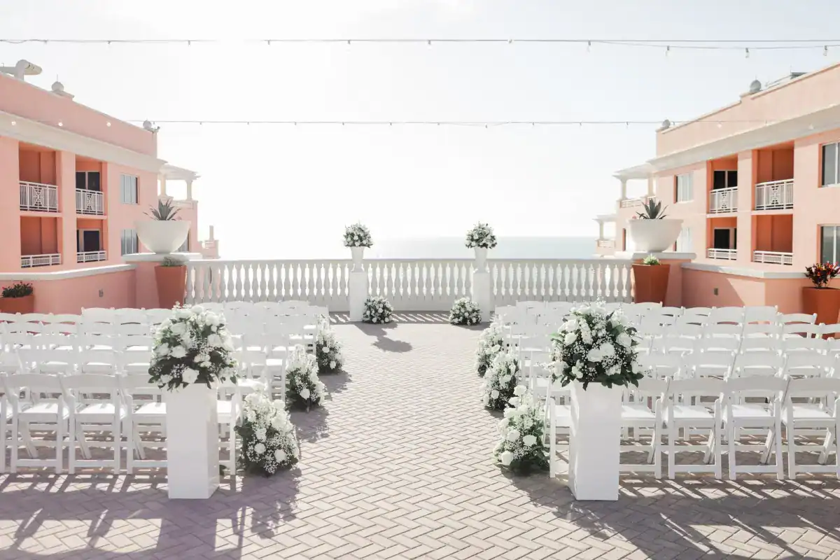 Scenic 16th-floor Sky Terrace rooftop wedding ceremony at Hyatt Regency Clearwater Beach with panoramic Gulf views