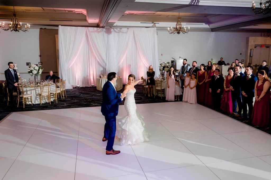 Bride and Groom Romantic First Dance in Grand Ballroom at Tampa Marriott Water Street
