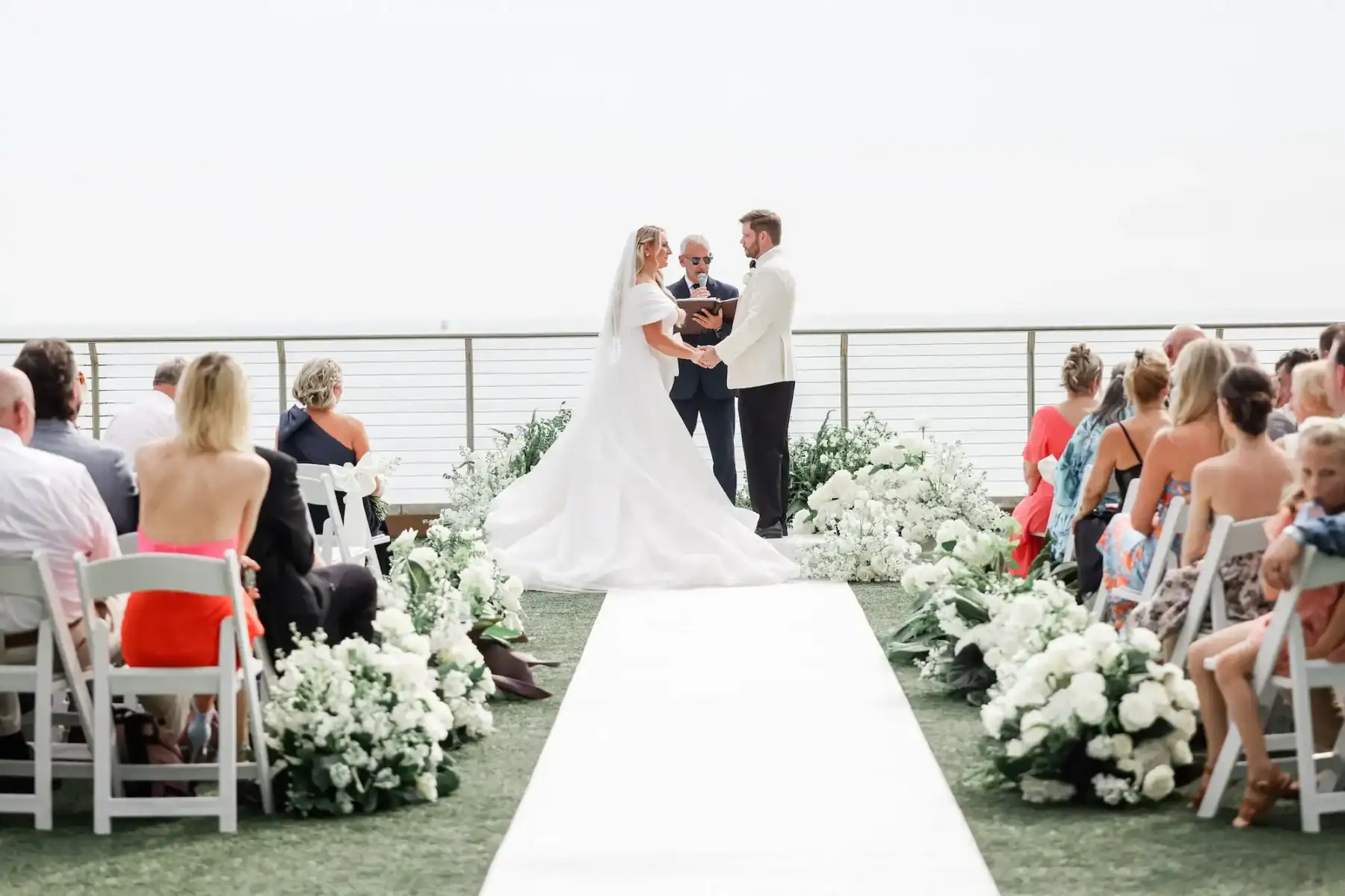 Elegant black and white wedding decor at Opal Sands Resort in Clearwater Beach