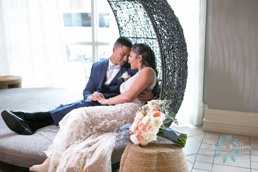 Editorial bridal portrait capturing intricate gown textures and modern interior styling