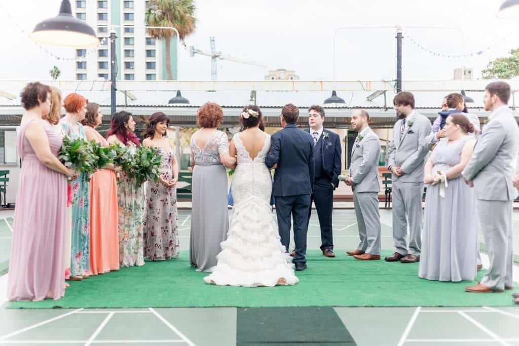 Outdoor Wedding Ceremony Lawn Setup at the Historic St. Petersburg Shuffleboard Club