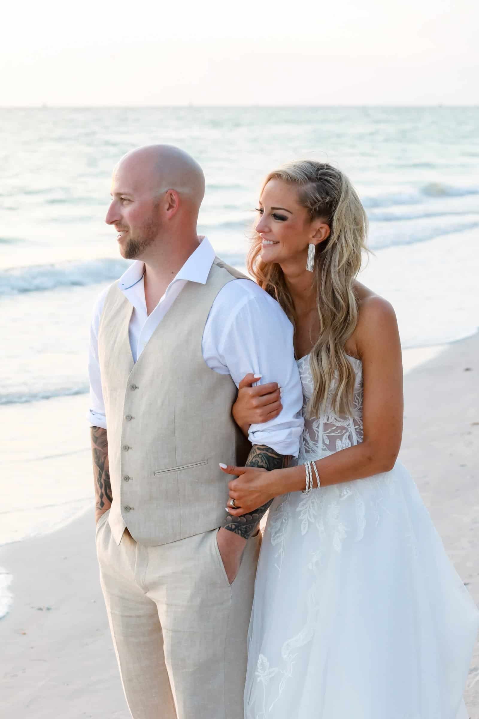 Romantic Beach Couple Portrait Along the Water on Treasure Island by Lifelong Photography