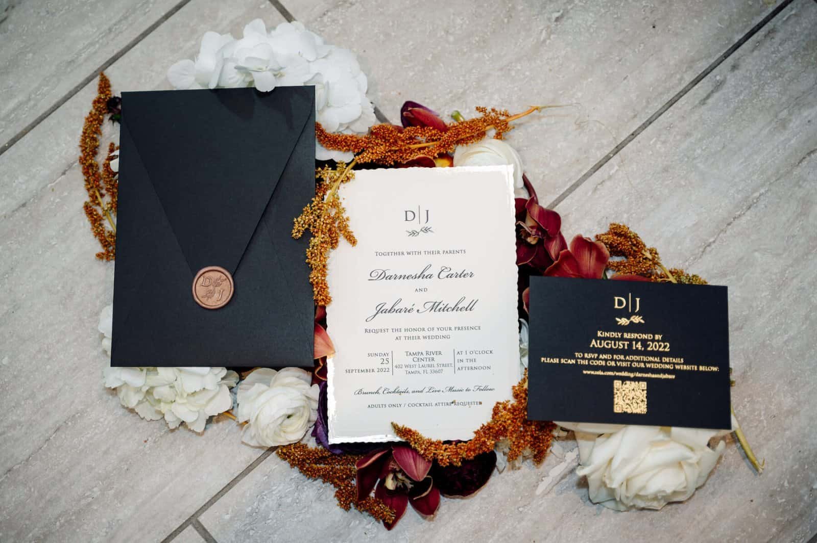 Modern Bronze and Black Wedding | Tampa River Center