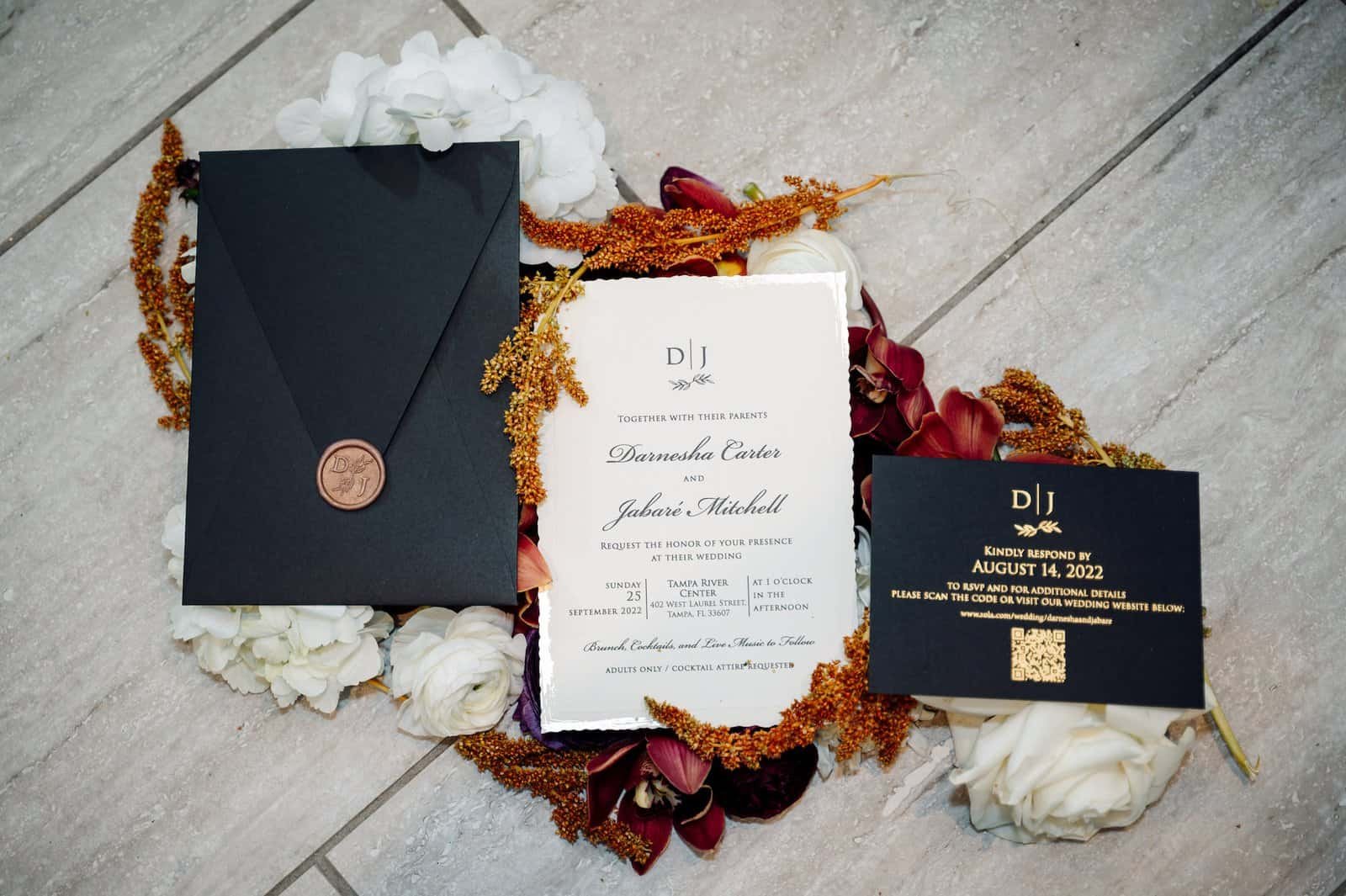 Modern Bronze and Black Wedding | Tampa River Center