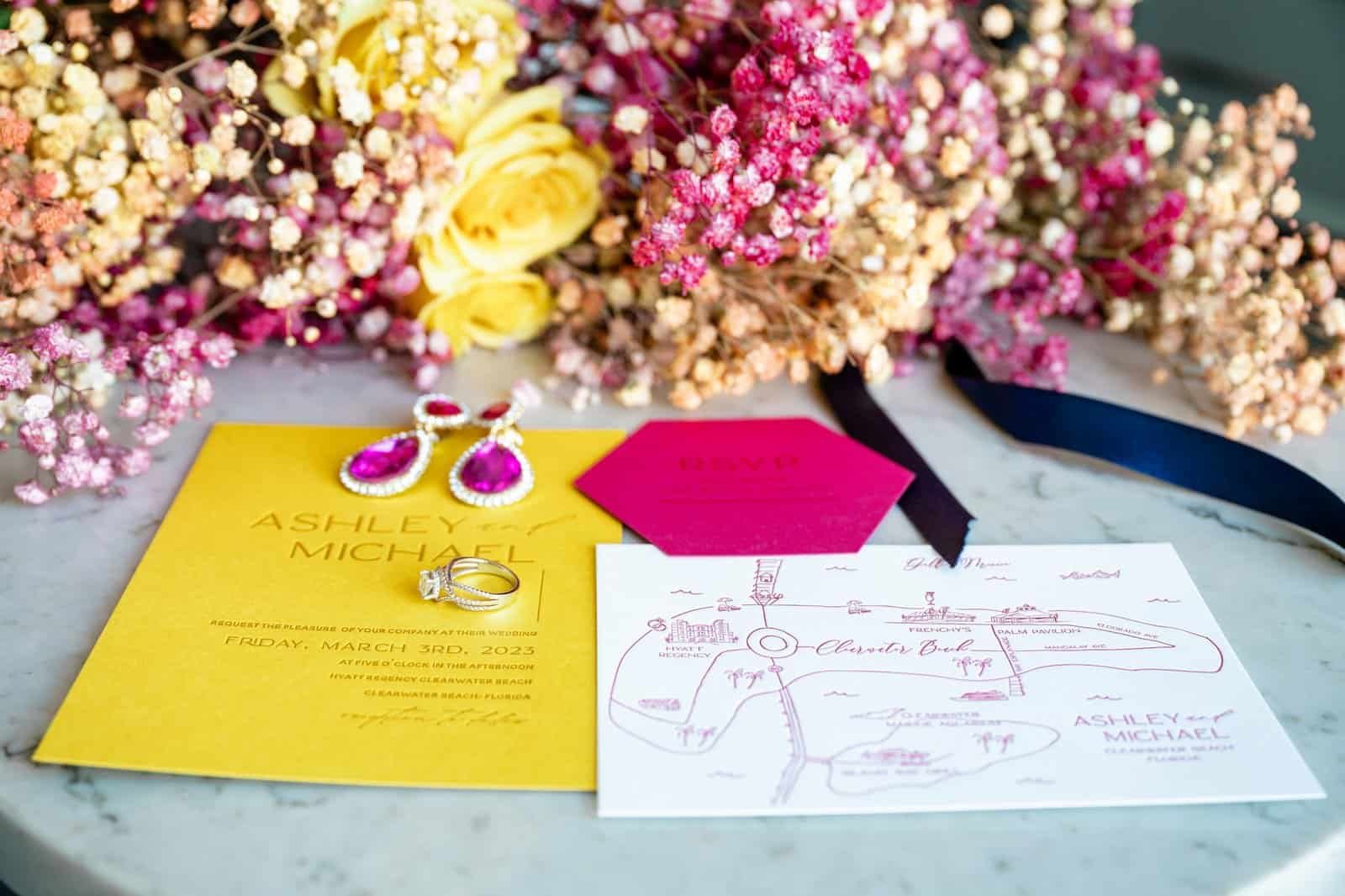 Vibrant modern yellow wedding inspiration on the rooftop at Hyatt Regency Clearwater Beach