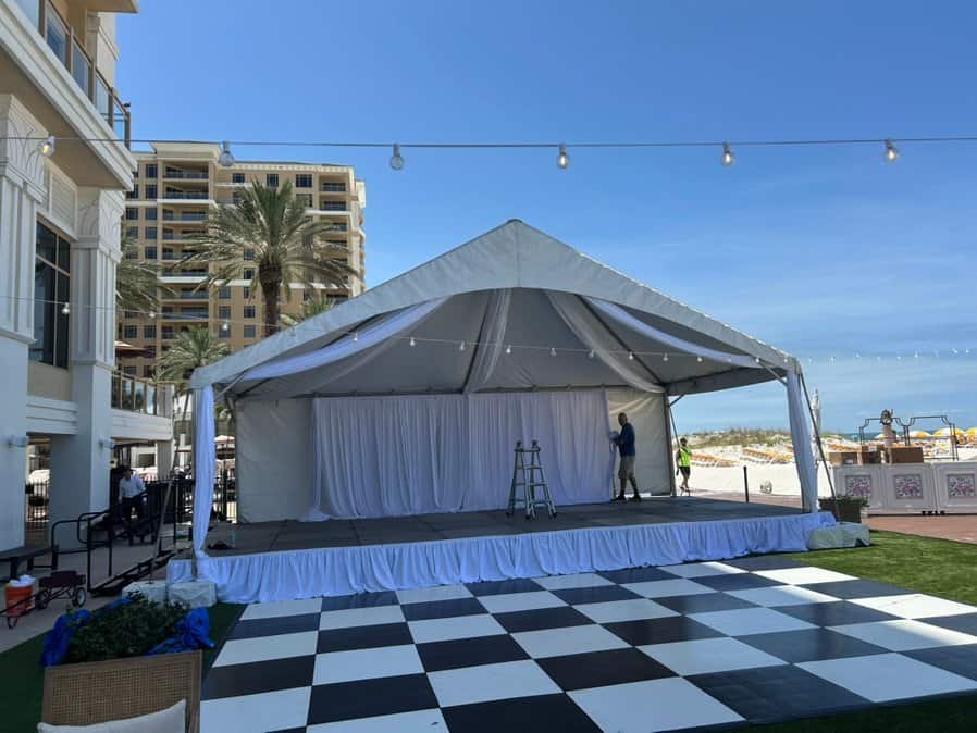 Gabro Event Services certified modular staging setup at Sandpearl Resort Clearwater Beach